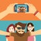 Taking a selfie photo flat design