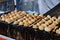 Takoyaki being grilled in Kyoto, Japan