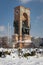 Taksim Republic Monument in Snowy day in Istanbul, Turkey