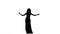 Talanted exotic belly dancer girl dance on white, silhouette