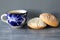 Talavera cup with coffee and Mexican sweet bread