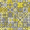 Talavera pattern. Trend Pantone color 2021 - yellow and grey. Indian patchwork. Turkish ornament. Moroccan tile mosaic
