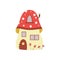 Tale house in form mushroom for gnome, dwarf or elf a vector cartoon illustration