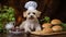 Talented dog chef skillfully cooking delicious and nutritious meals for the well being of animals