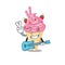 Talented musician of strawberry ice cream cartoon design playing a guitar