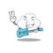 Talented musician of white cloud cartoon design playing a guitar