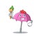 Talented pink umbrella Artist cartoon character with brush