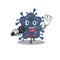 Talented singer of bacteria neisseria cartoon character holding a microphone