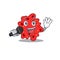 Talented singer of streptococcus pneumoniae cartoon character holding a microphone