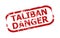 TALIBAN DANGER Red Rounded Rectangle Grunge Badge