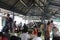 Taling Chan Floating Market on holiday, many people come to buy and eat various food.