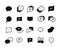 Talk bubble icons. Chat message symbol, social conversation, dialog speech balloon, web chat application symbol. Vector