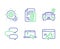 Talk bubble, Parking and Swipe up icons set. Credit card, Cogwheel and Seo marketing signs. Vector