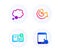 Talk bubble, Share idea and Instruction info icons set. Tablet pc sign. Chat message, Solution, Project. Vector