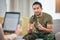 Talk, help and military man with therapist for counselling and support for mental health. Depression, consultation and