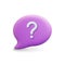 Talk speech bubble 3d element. Vector message or thinking balloon, question mark on cloud button. Comment or chat text