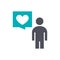 Talk and think about love colored icon. Speech bubble with heart, like, feedback symbol