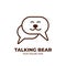 Talking bear logo icon comic bubble speech outline line monoline style