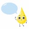 Talking cute oil petrol drop illustration, yellow isolated on white backgroud