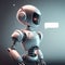 Talking cute robot with artificial intelligence. Concept of chatbot
