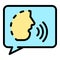Talking face in chat bubble. icon color outline vector