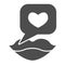 Talking about love solid icon. Woman lips with heart in speech bubble symbol, glyph style pictogram on white background