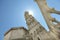 Tall bell tower of the cathedral in Dubrovnik, Eur