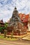 Tall brick chedi of unusual pyramidal design in Wat Muang  , Singburi , Thailand