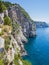 Tall cliffs and clear blue water