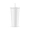 Tall disposable soda cup mockup with straw