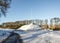 A tall flagpole on top of the Mound fully covered with snow in Duthie park, Aberdeen, Scotland