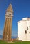 Tall freestanding bell tower of Cathedral of St George at Piran, Slovenia