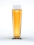 Tall glass of beer at white background.