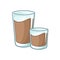 Tall glass of choco milk and small glass of chocolate milk vector illustration
