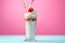 A tall glass of creamy milkshake. Ai Generated.NO.07