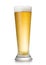 Tall glass of lager premium craft beer on white background