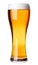 Tall glass of pilsner beer with head