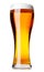 Tall glass of pilsner beer with head isolated