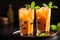 Tall glasses filled with creamy Thai iced tea. Ai Generated.NO.03