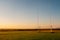 Tall goal posts for Irish National sports in a field of a park at sunrise. Rugby, hurling, camogie and Gaelic football training