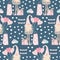 Tall gonme with heart baloons and gifts in a valentines seamless pattern