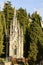 Tall Gothic mausoleum at Staglieno Cemetery, Genova, Italy