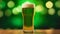 A tall green beer in a pint glass generative AI