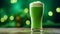 A tall green fresh beer in a pint glass generative AI