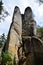 Tall high rocks and blue sky in national park vertical