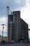 Tall industrial concrete feed mill building