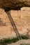 Tall Ladder Leans Against Cliff Dwelling Wall