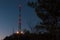 Tall lattice telecommunication tower with aviation lights