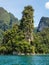 Tall limestone cliffs at Khao Sok lake