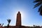 Tall minaret tower of the famous Koutoubia mosque